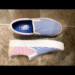 Blue Striped Slip on Vans